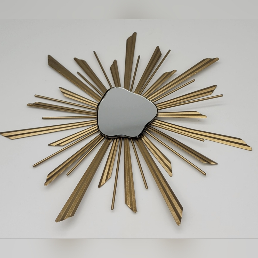 Mid-Century Gold Sunburst 13" Wall Mirror